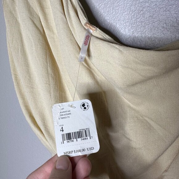 Free People Avery Jumpsuit Size 4 Washed Out Cream One Shoulder New - Picture 8 of 11